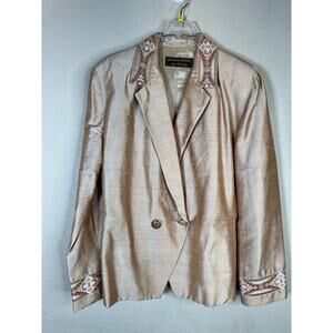 Vintage Morgan Matisse‎ Blazer M Silk Shantung Look Embellished Collar Cuffs